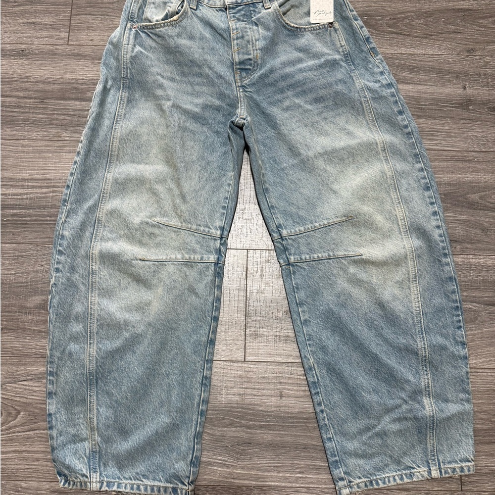 Free People Mid Rise Barrel Jeans